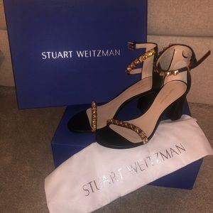Stuart Weitzman 75Rosemarie Black Sandal Heels